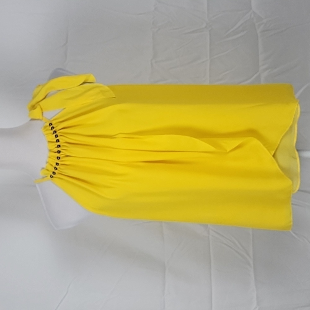 Goldray Size M (Stitch Fix) Yellow Tulip Hem Halter Blouse Exc. Used Cond.